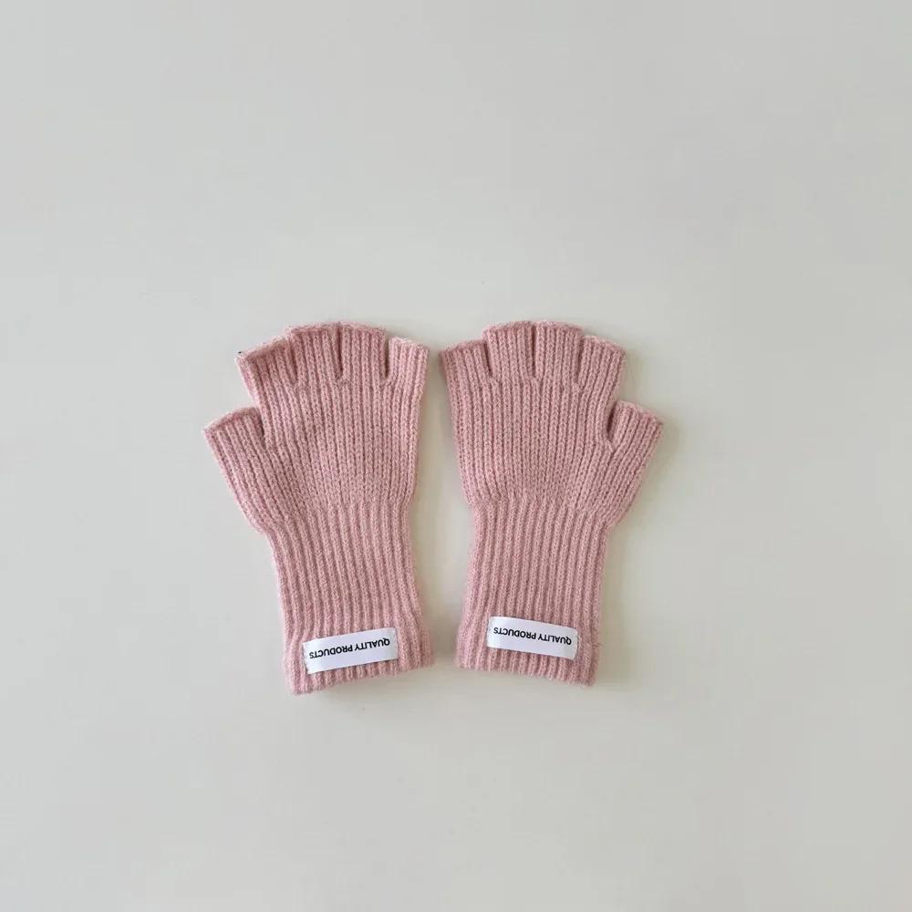 1 Pair Warm Wool Furry Kids Glove Candy Color Fashion Fingerless Glove for Children Boy Girl Autumn Winter Plush Knitted Glove