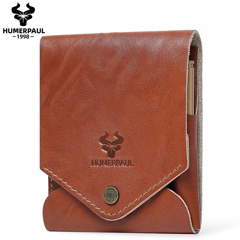 Humerpaul The First Layer of Cowhide Wallet Card Case Compact Exquisite Solid Color Casual Small Bag Portable