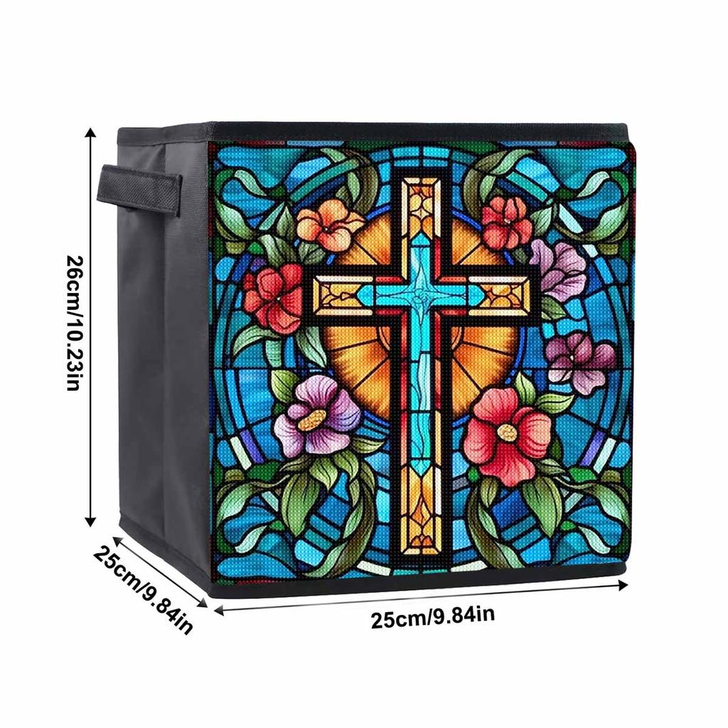 The Cross and Flowers 5D Diamond Painting Storage Basket Full Round Drill Mosaic Diamond Embroidery Cross Stitch Kits Home Decor Home Decor