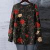Women's Floral Print Round Neck Long Sleeved T-shirt Sweatshirt Top