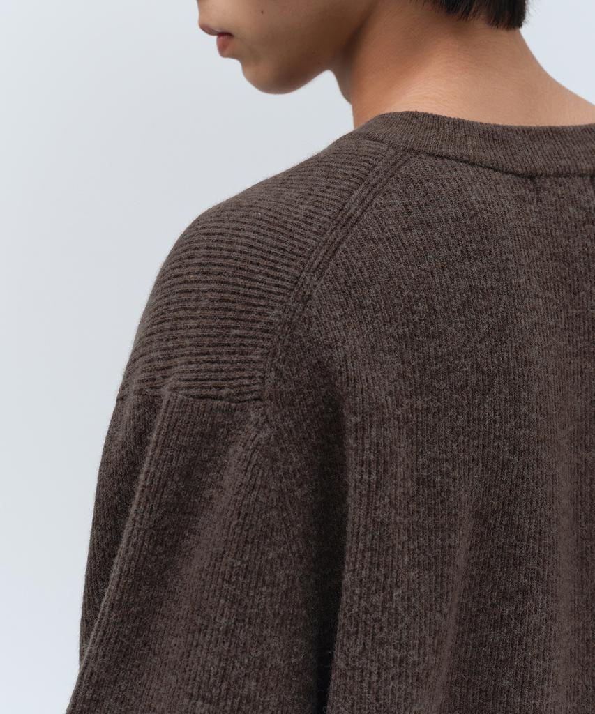 MUSINSA STANDARD [Victoria Wool] Minimal Ribbed V-Neck Knit [Brown]