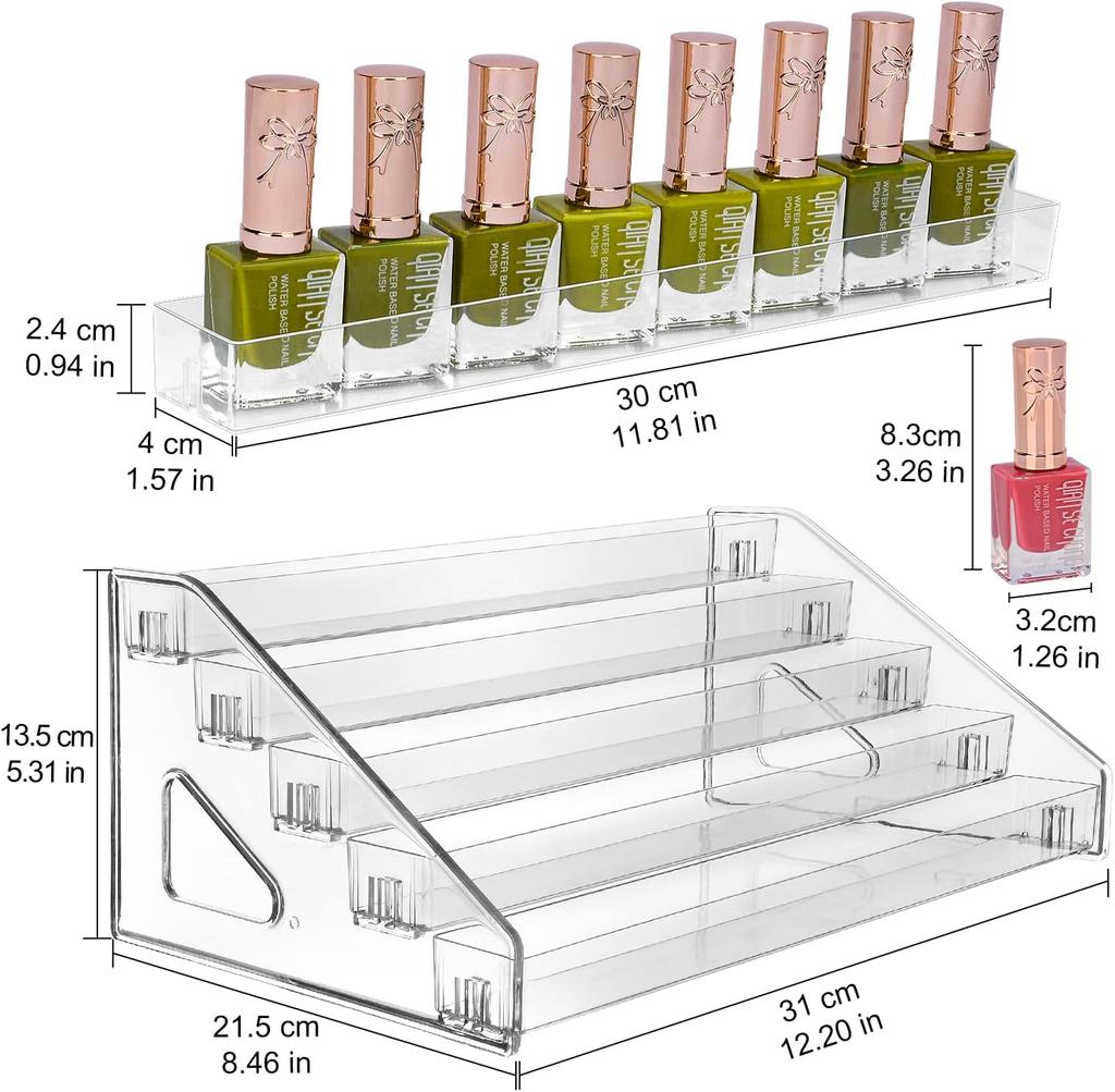 Nail Polish Organizer,3-7 Tier Acrylic Display Sunglasses Organizer Essential Oils Holder Makeup Organizer Sunglass Display Rack