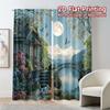 Set Of 2 Flat Printing Curtains Without Rod Moonlit Haven Pattern Versatile Polyester Festive Modern Made