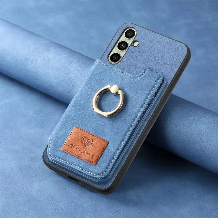 2 In 1 Detachable Cards Solt Wallet Leather Case For Samsung S25 Ultra S24 Plus S23 A56 A06 A16 A55 A35 A15 A05 A24 Ring Holder
