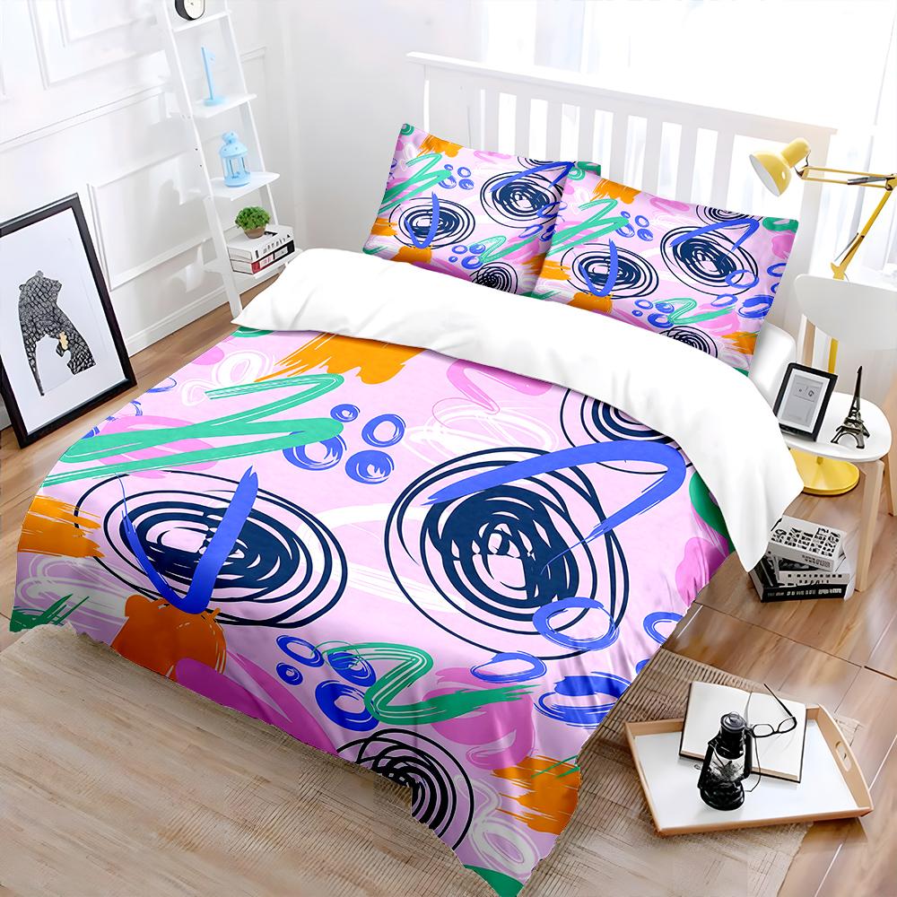 Colorful Doodle Abstract Patterns Print Soft Comfortable Duvet Cover Bedding Set Included 1*Duvet Cover 2*Pillowcases