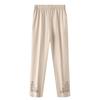 Plus Size Embroidered Women's Straight Leg Pants Summer High Waisted Breathable Women's Retro Korean Elastic Waist Pants