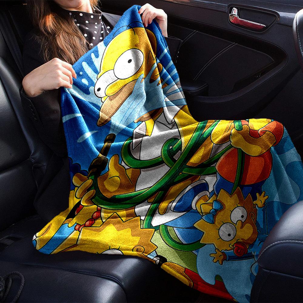 1pc Homer Lisa Flannel Blanket Soft Cozy All-Season Throw for Bedroom, Sofa, Camping, Travel, Home Decor1102