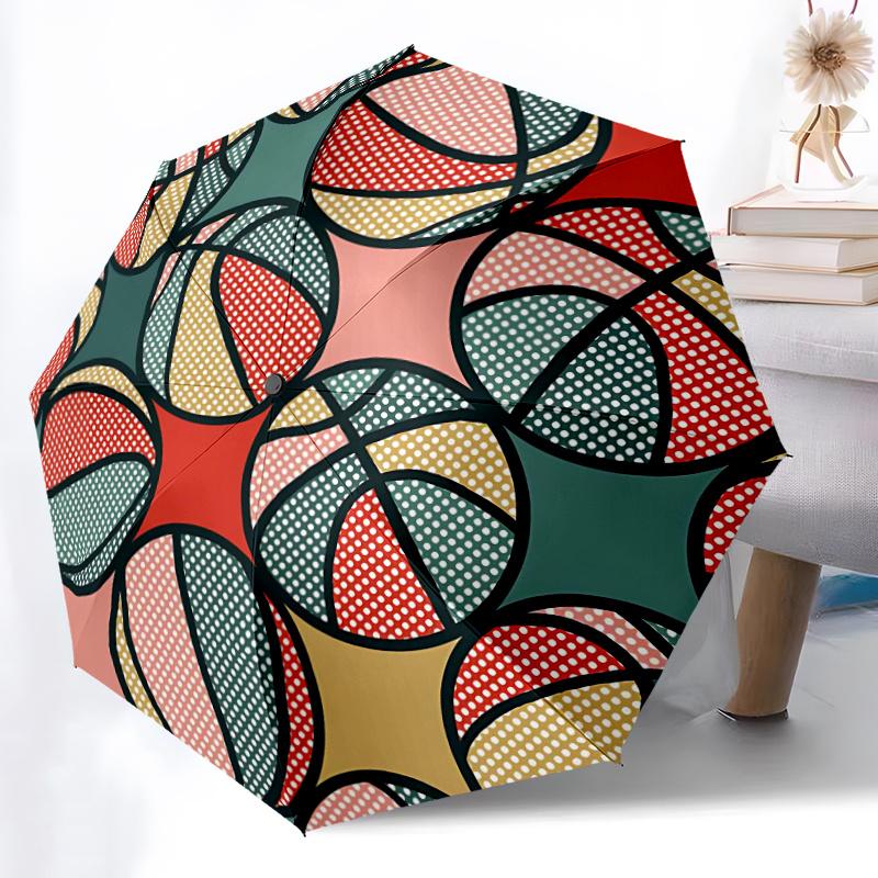 1pc Basketball PatternAutomatic Open/close Umbrella, 8-Rib Sturdy Structure, Portable Travel Umbrella, Parties, Everyday Usec07