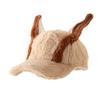 Curved Brim Dog Ear Baseball Cap Soft Fluffy Ear Cap Kawaii Faux Fur Hat  For Women