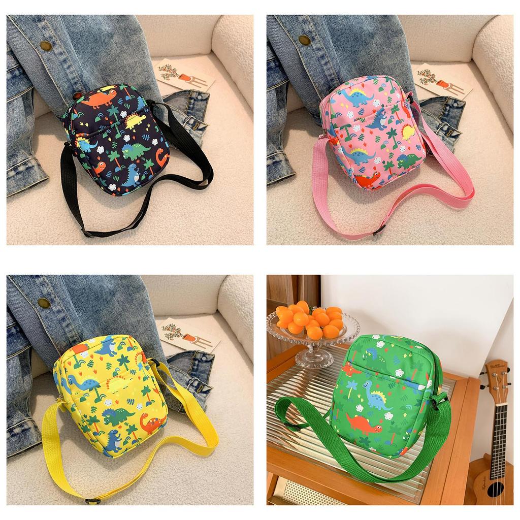 Childrens Dinosaur Cartoon Sling Bag With Zipper Closure For Daily Outings