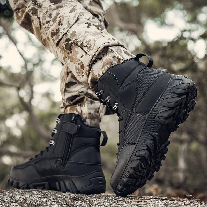 39-47 Men's Plus Size Anti Slip and Wear-resistant Trendy Outdoor Combat Boots Outdoor High Top Workwear Boots Casual Military Boots