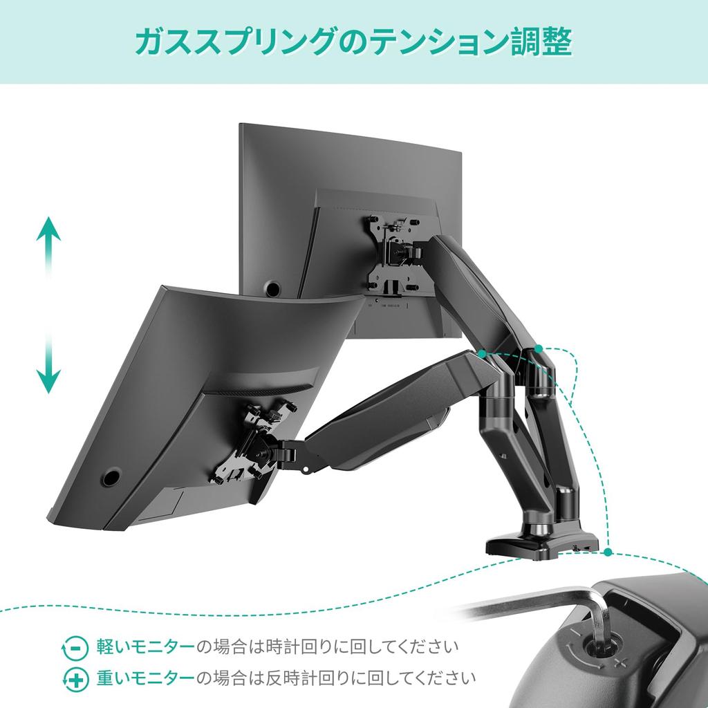 WALI Dual Monitor Stand Arm for Two Adjustable Gas Spring Desk Mount with Swivel Mounting Holes and Grommet Base To 32 Lbs Black Mount, Monitors,