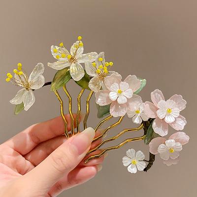 Klassischer Haarkamm Chinesischer Stil Haarstab U-Form Blume Cheongsam Haarnadel Für Hanfu-Accessoires