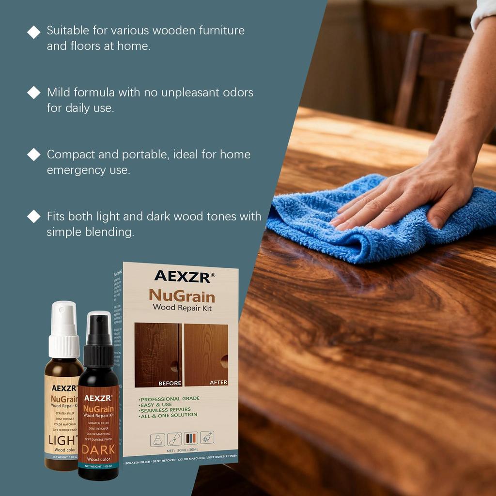 AMZ Holzboden-Haushaltspflege-Spray, Möbelpflege-Politur mit Kolophonium & Nano-Siliziumdioxid, Tägliches Reinigungs-Schutzmittel für Holzoberflächen, Natürlicher Look 1 Set