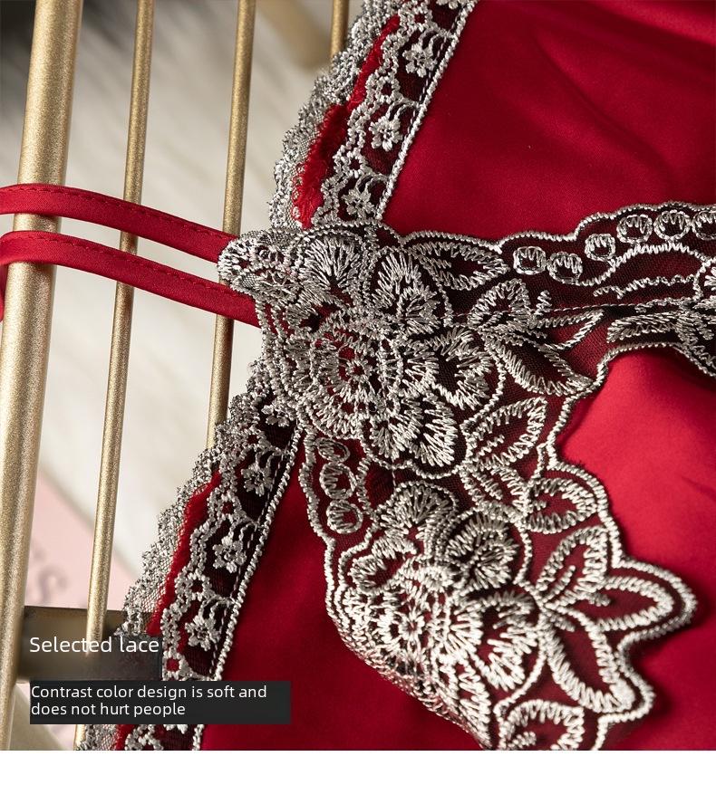 Frühlings-/Sommer Damen Seidig Weiches Pyjama-Set: Sling, Nachthemd, 5-teilige Homewear