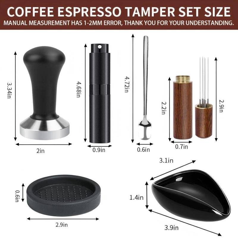 2026New Coffee Cloth Grinder Set Italian Coffee Machine Powder Press Hammer Flat Powder Hammer Six Piece Set 51mm Coffee Shop
