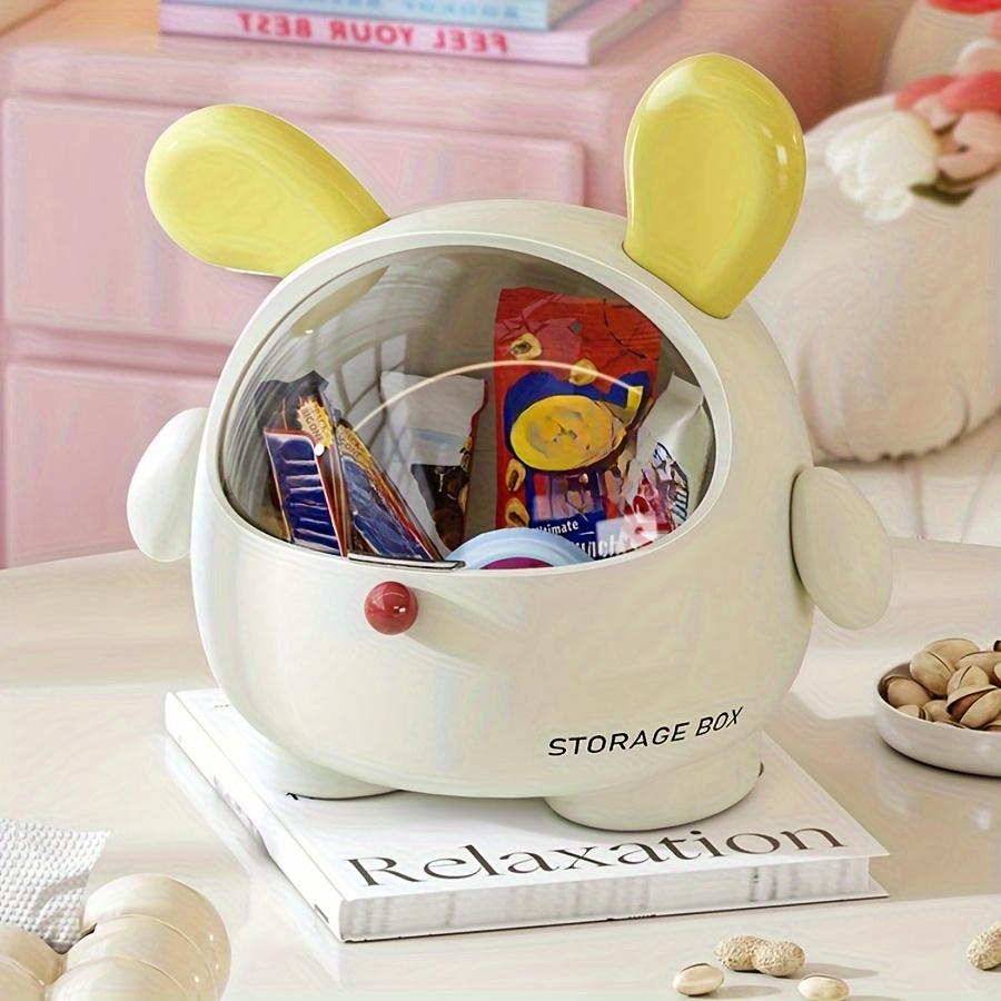Cute Pink Poodle Flip‑Lid Desktop Storage Box, Waterproof Circular Plastic Organizer for Small Items, Home & Office Decor