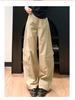 Women's Army Green High-Waisted Wide-Leg Cargo Pants - Petite, Loose-Fit, Slimming, Casual Spring 2026 Style