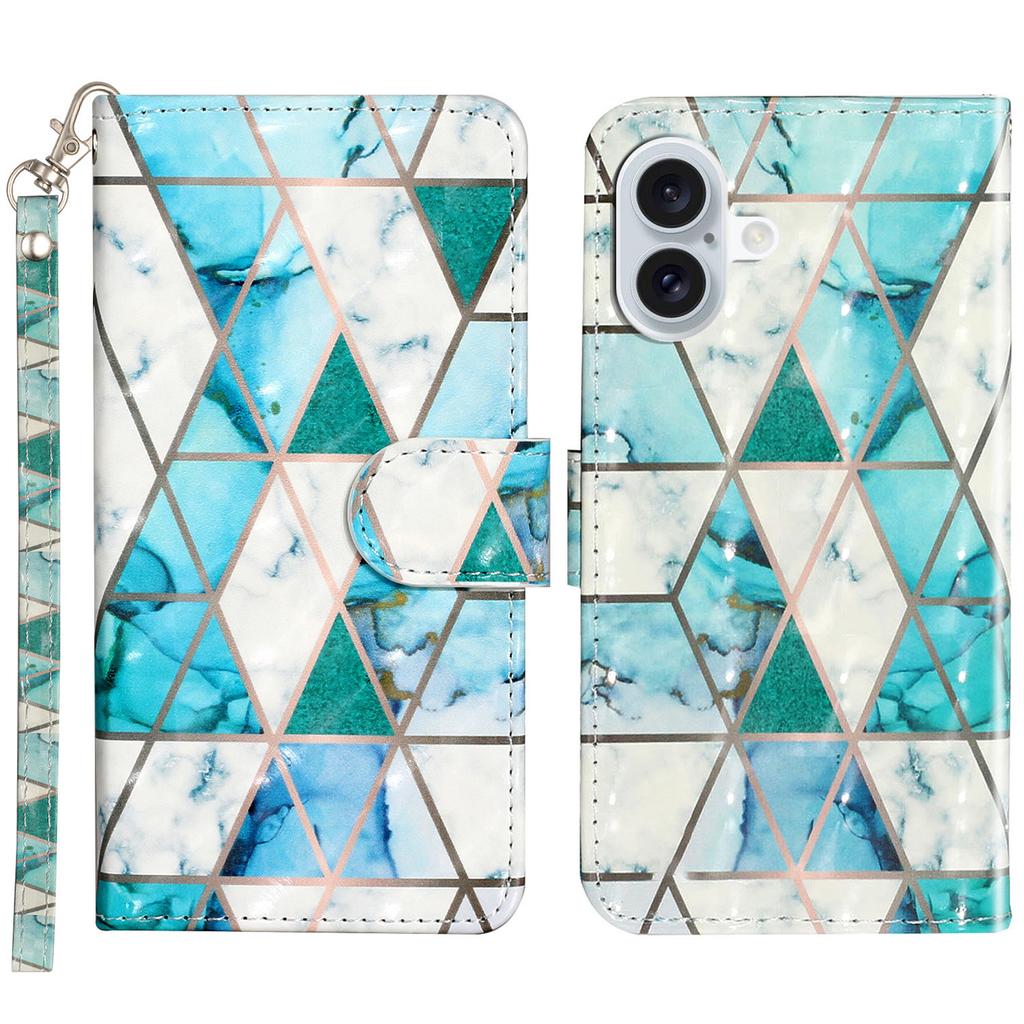 For iPhone 16 Plus Case 3D Pattern Printed Leather Wallet Phone Cover Stand Bookstyle