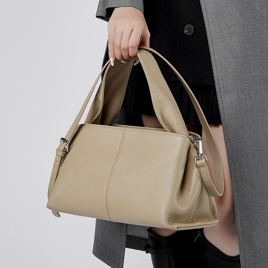 Textured Hand-held Large Bag Cowhide Shoulder Armpit Bag New Leather Messenger Women's Bag