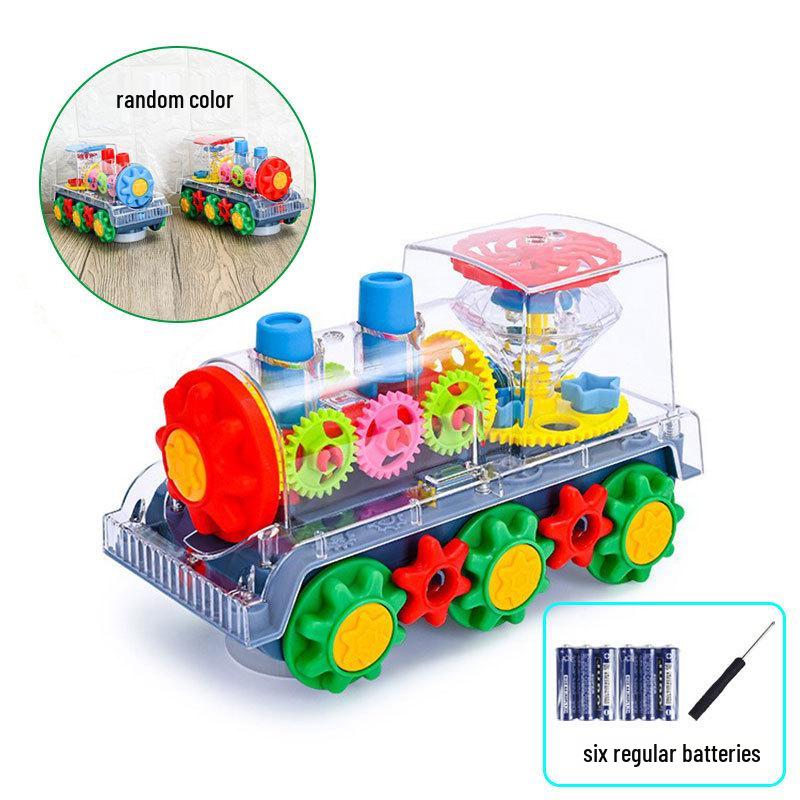 Transparent Rotating Locomotive with Colorful Lights and Music - Children's Birthday Gift