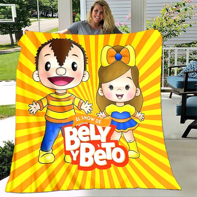 Cartoon B-Bely B-Beto printed throw blanket—lightweight,soft,warm;versatile blanket all seasons—perfect air-conditioning throw,nap blanket