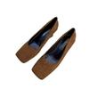 Temperament black suede high heels women's 2025 spring and summer new square head Japanese professional versatile commuter medium heel single shoes