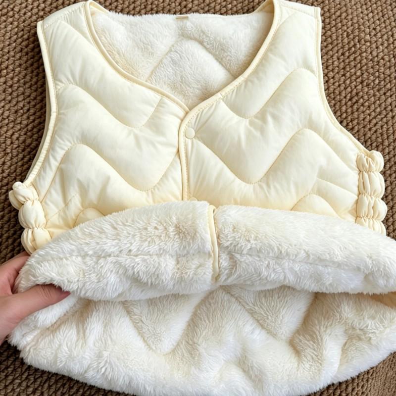 Womens Warm Padded Vest 2026 Winter Short Sleeveless Fleece Lined Outerwear Office Casual Wear