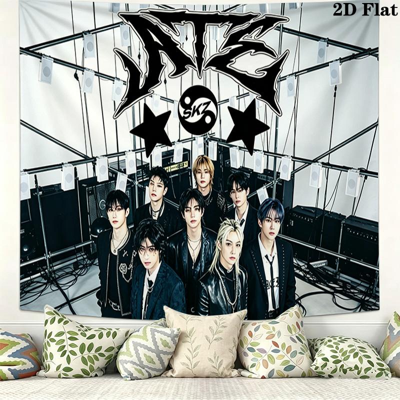SKZ Kpop Wall Tapestry Aesthetic Wall Hanging Printed Fabric Blanket Decorative Tapestries for Bedroom Living Room Home Decor