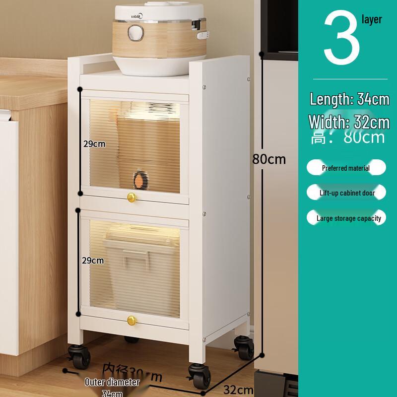3-Tier Mobile Steel-Wood Kitchen Storage Rack