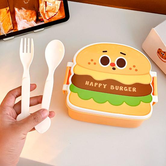 Yousheng Lunch Box Hamburger Chip Shape Food Grade Safe Airtight Leak-Proof Food Container Office Lunch Freshness Preserving Lunch Box