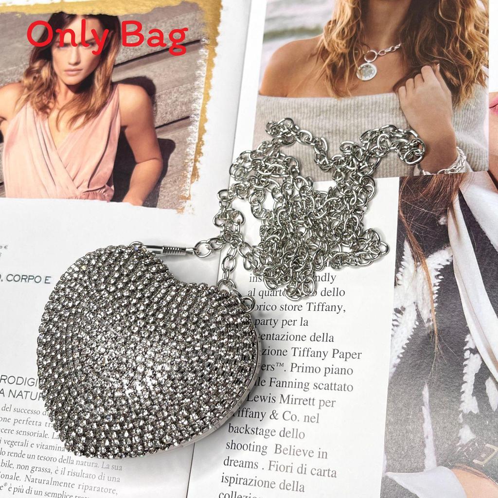 Mini Borsa a Mano a Forma di Cuore d'Amore con Decorazioni di Diamanti Acqua Scintillante per Uso Quotidiano