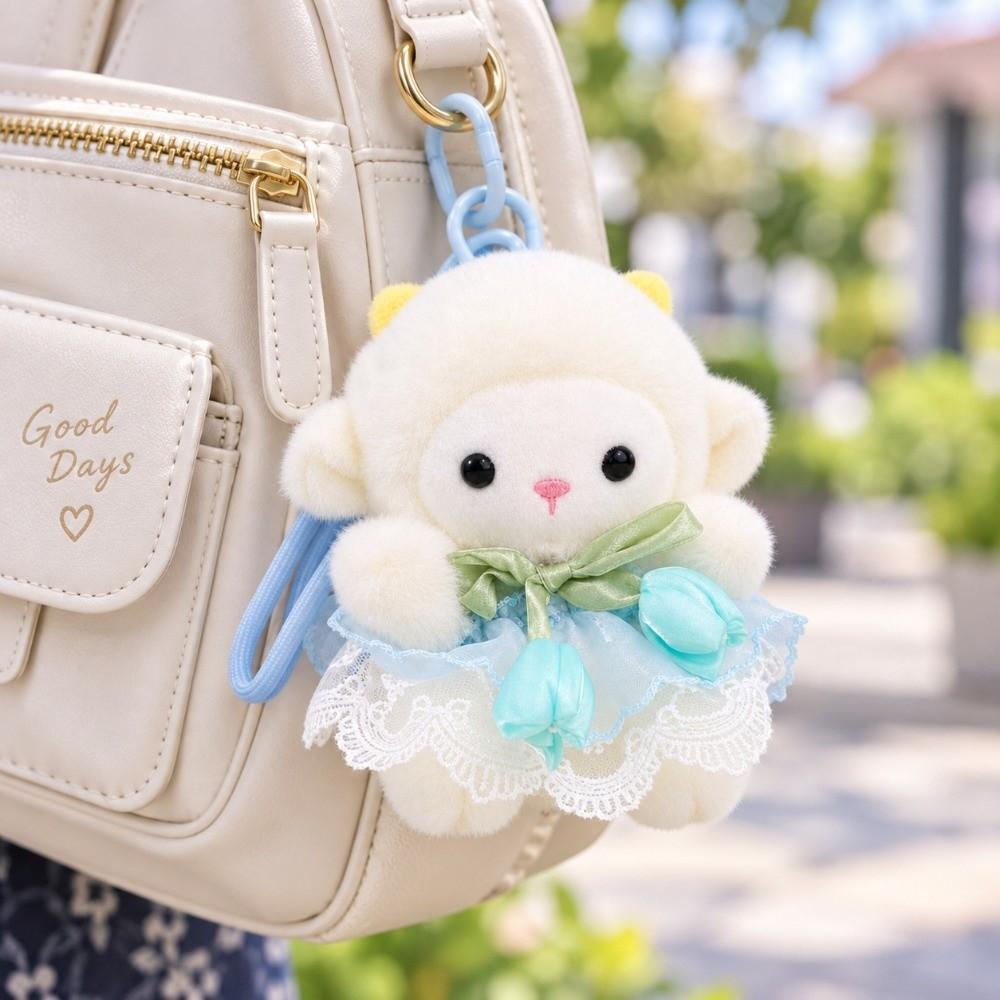 Cute Plush Sheep Keychain Lamb New Year Sheep Bag Pendant Tulip Lamb Doll Hanging Decoration