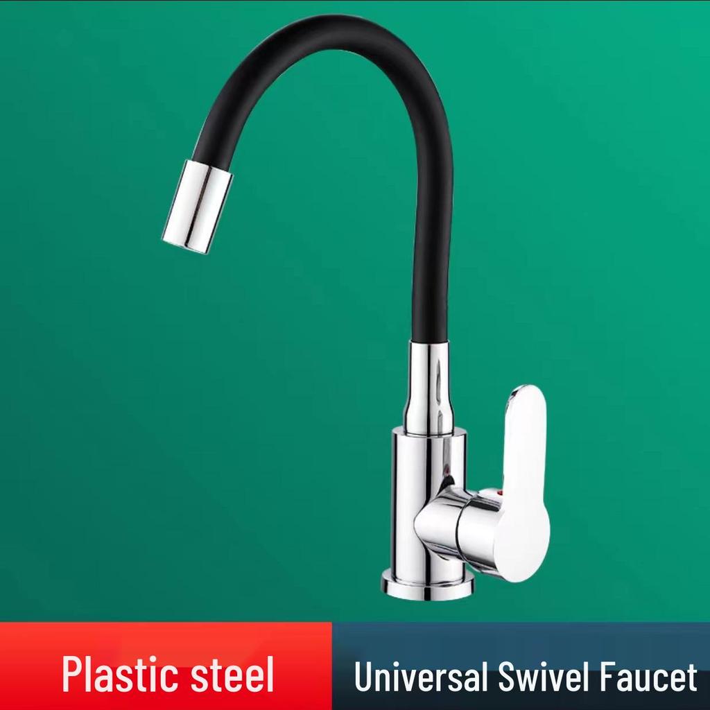 304 Stainless Steel Hot and Cold Faucet with Universal Silicone Hose for Sink and Basin