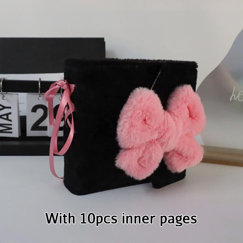 Ins Plush Bow 3-Inch Photo Album Two-Grid Bowknot Small Cards Storage Book Girl Star Chasing Card Loose Leaf Storage Album