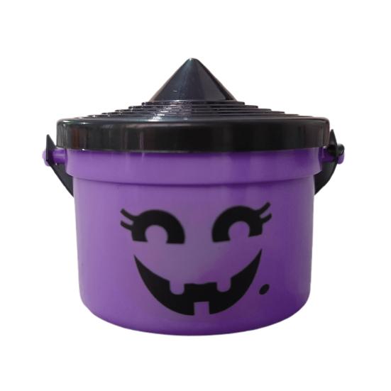 Halloween Trick or Treat Buckets with Handle Portable Plastic Candy Holder Small Pumpkin Pail for Children Halloween Party Supplies