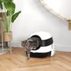 Closed Cat Litter Box with Lid, Scoop and Deodorizer, Foldable Design, 52x41x38 cm, White and Black