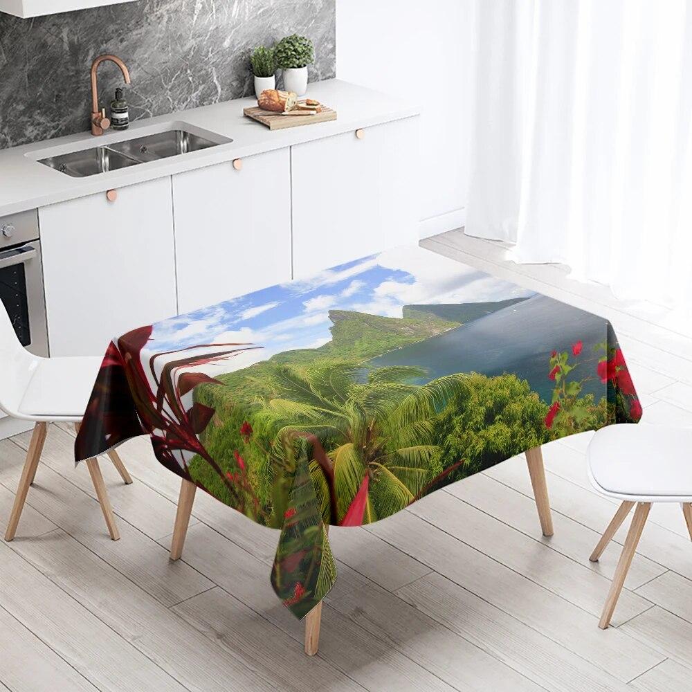 Natural World Landscape Tablecloth Camping  Waterproof Rectangular  Restaurant Table Home Decor