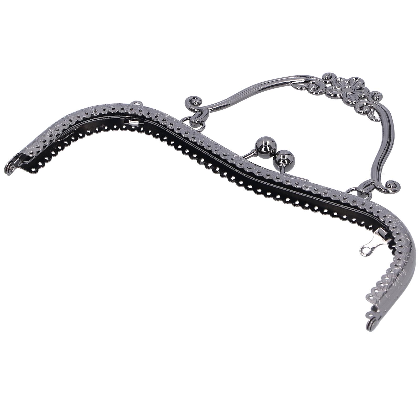 

Металлическая рамка для кошелька с застежкой-поцелуем, ретро-ручка с тиснением, фурнитура, аксессуары 20,5 см, цвет серый