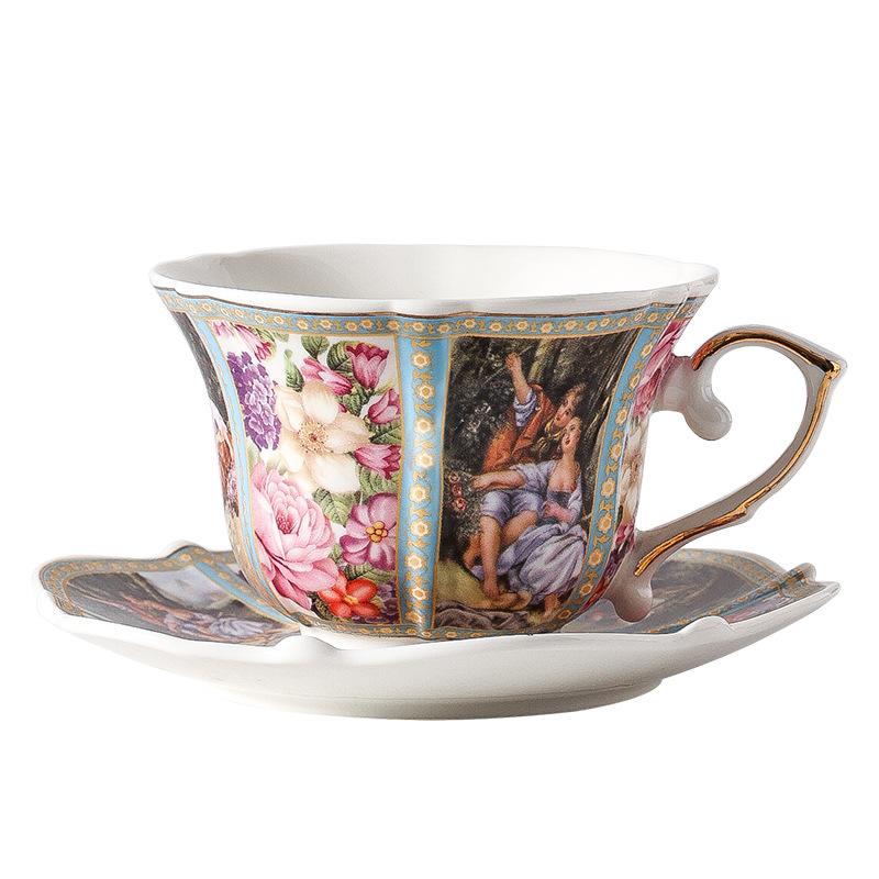 Western-Style Phnom Penh Court Coffee Cup And Saucer High-Value Flower Ceramic Cup Exquisite Light Luxury Afternoon Tea Tea Set