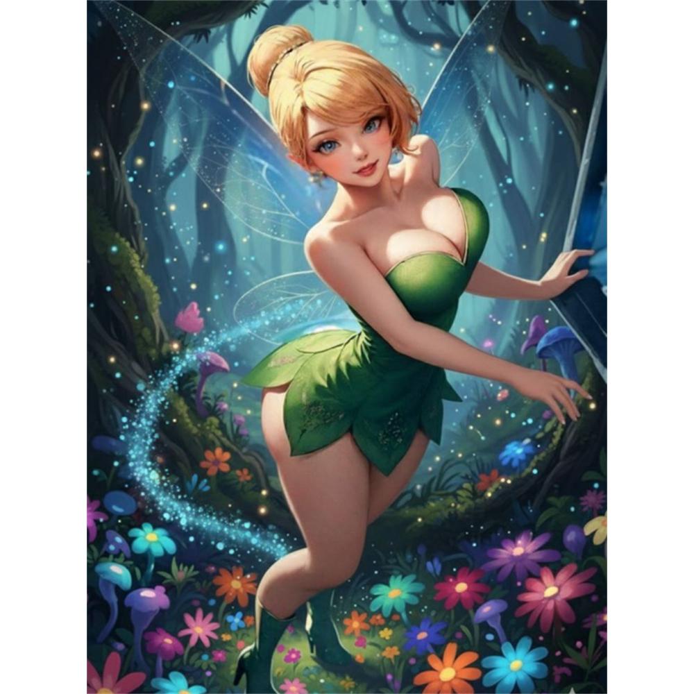 

Disney 5d DIY Diamond Painting Wonderful Fairy Tinker Bell Illustration Art Embroidery Mosaic Cross Stitch Home Decor Gift Crafts Round 20x30cm