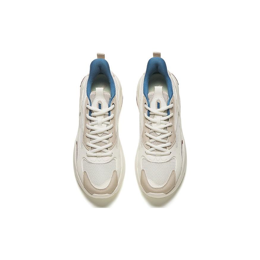 Anta Round Toe Lace-Up Comfortable Shock Absorbing Wear-Resistant Low-Top Casual Shoes Men sneaker White Gray 112418813-1