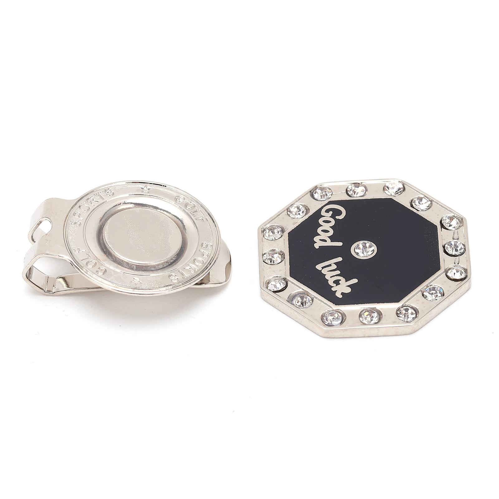 Diyelecs Men's Red Golf Ball Marker With Hat Clip Magnetic Detachable Golf Ball Position Mark For Wo (Octagon Rhinestone)
