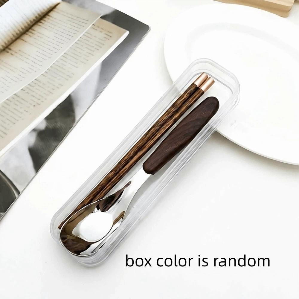 Wood Grain Handle Wooden Chopsticks Set Rust-proof Travel Flatware Meal Preparation