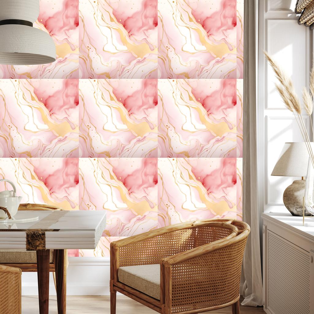 Wallpaper Ink coral, white, cream and peach 50x1000