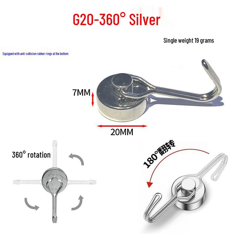 Rust-Proof Rotating Neodymium Magnetic Hook for Refrigerators