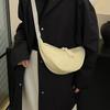 Solid Color Single Shoulder Bags Handbag Half-moon Bag Simple Hobo Crossbody Bag  Unisex