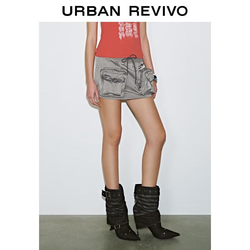 UR 2025 Women s Casual A-Line Workwear Skirt with Drawstring & 3D Pockets S