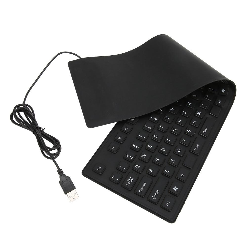 Waterproof USB Wired Keyboard 109 Keys Foldable Keyboard Portable Flexible Keyboard Desktop Laptop