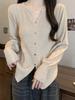 Women's Cross V-Neck Knitted Pullover: New Autumn/Winter, Loose & Slimming, Single-Breasted, Two-Piece Look.